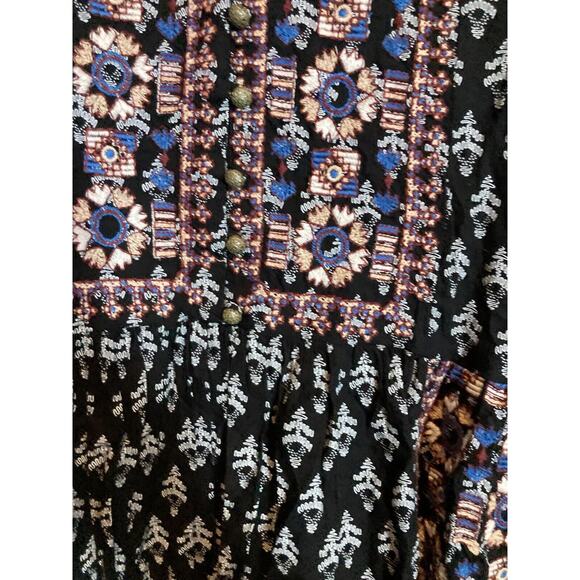 Vanessa Virginia Anthropologie Peasant Dress Womens Medium Black Full Embroidery - Picture 5 of 14